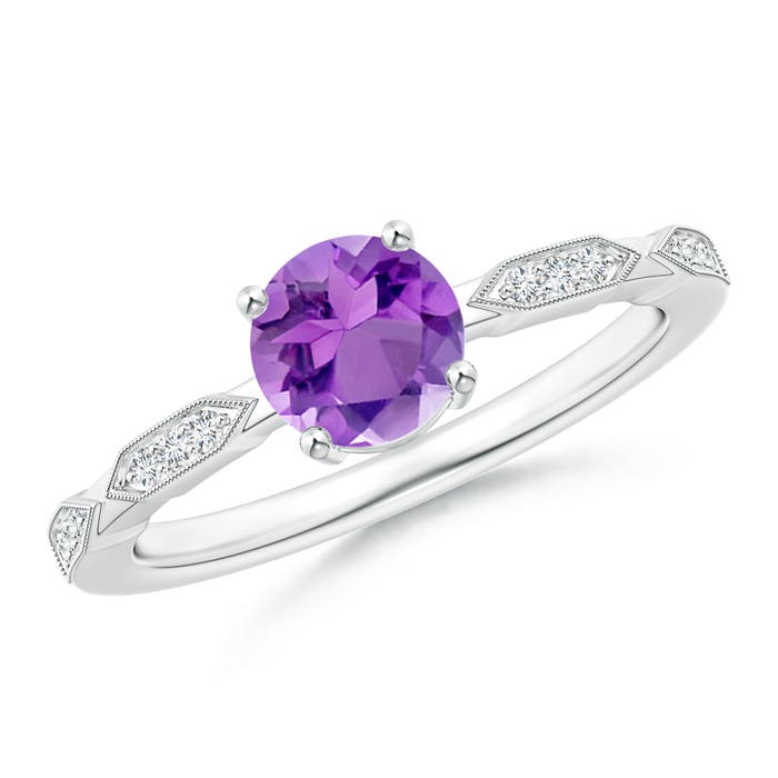 AA - Amethyst / 0.87 CT / 14 KT White Gold