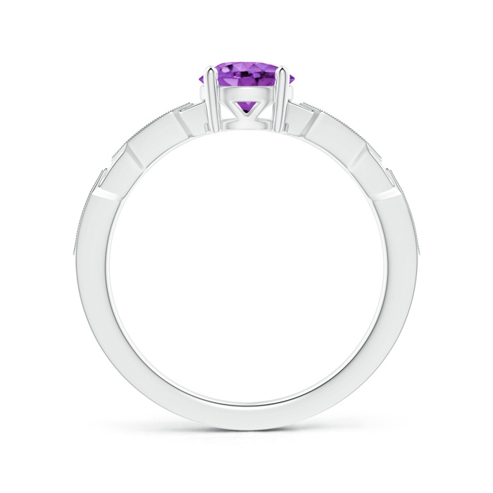 6mm AA Classic Round Amethyst Solitaire Ring with Diamond Accents in White Gold product image