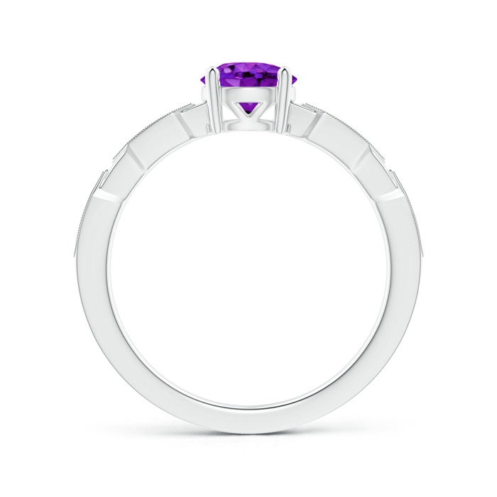 6mm AAA Classic Round Amethyst Solitaire Ring with Diamond Accents in White Gold Product Image
