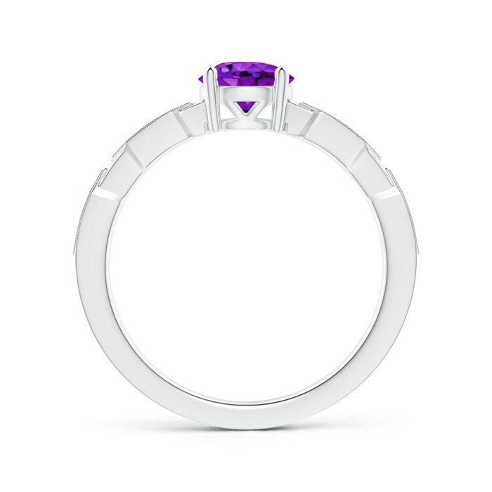 6mm AAA Classic Round Amethyst Solitaire Ring with Diamond Accents in White Gold product image