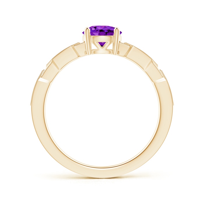 6mm AAA Classic Round Amethyst Solitaire Ring with Diamond Accents in Yellow Gold product image