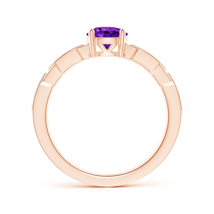 6mm AAAA Classic Round Amethyst Solitaire Ring with Diamond Accents in Rose Gold product image