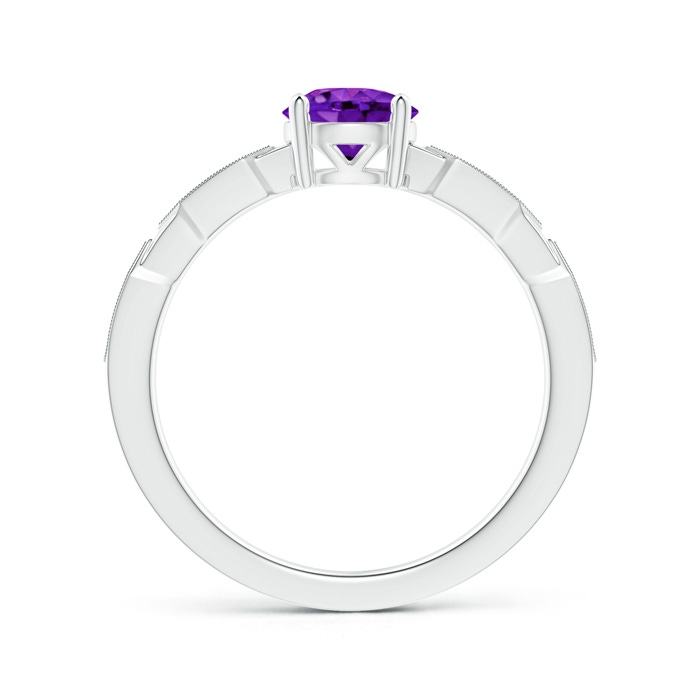 6mm AAAA Classic Round Amethyst Solitaire Ring with Diamond Accents in White Gold product image