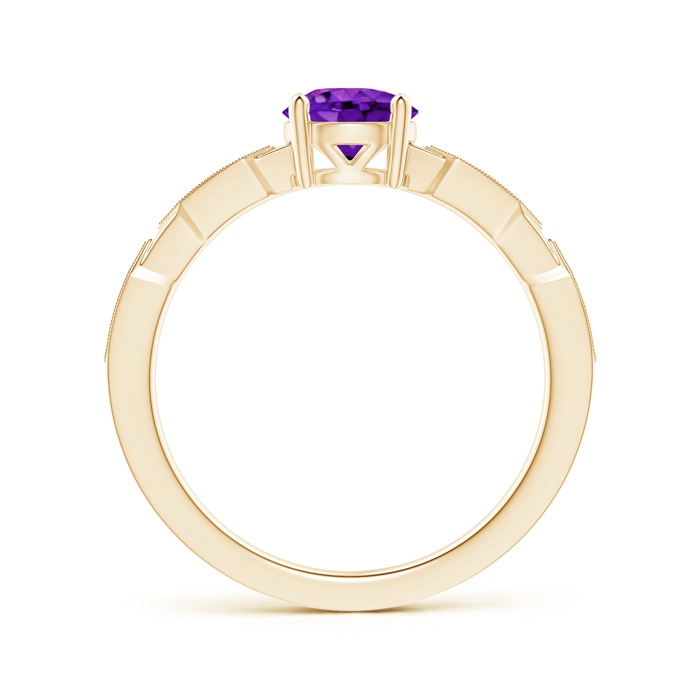 6mm AAAA Classic Round Amethyst Solitaire Ring with Diamond Accents in Yellow Gold product image