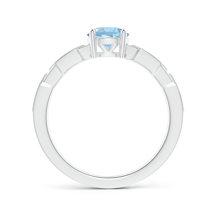 6mm AAA Classic Round Aquamarine Solitaire Ring with Diamond Accents in White Gold product image