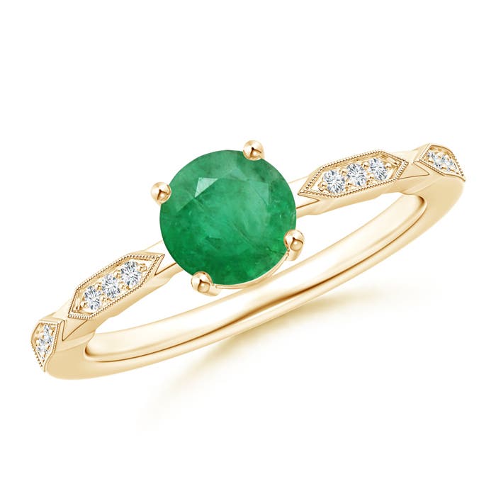 A - Emerald / 0.82 CT / 14 KT Yellow Gold