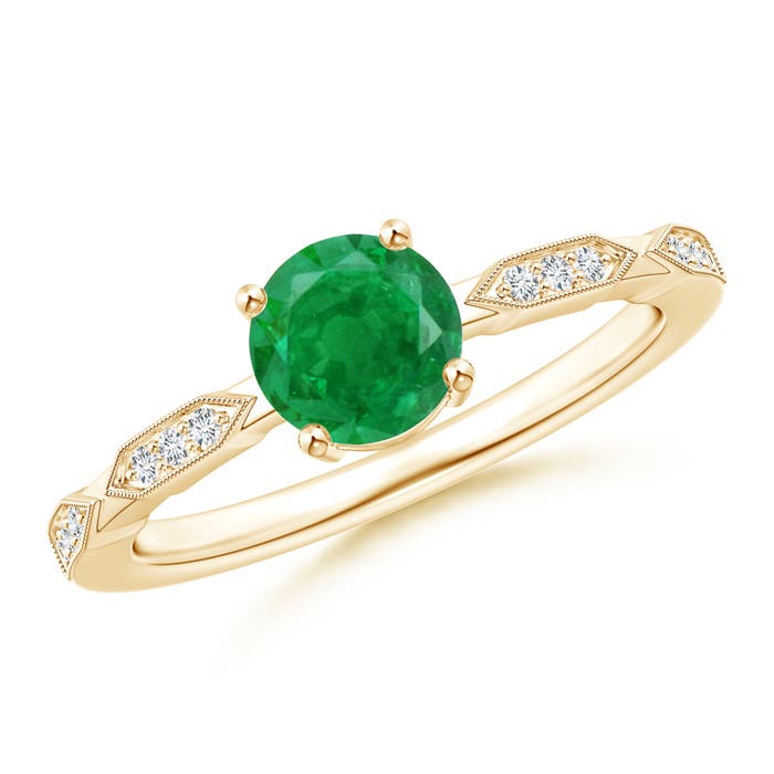 AA - Emerald / 0.82 CT / 14 KT Yellow Gold