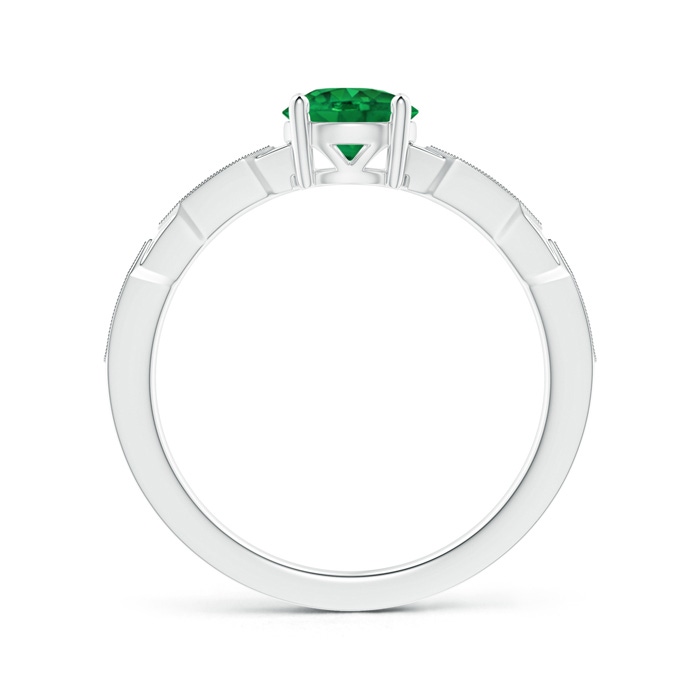 6mm AAA Classic Round Emerald Solitaire Ring with Diamond Accents in White Gold Product Image