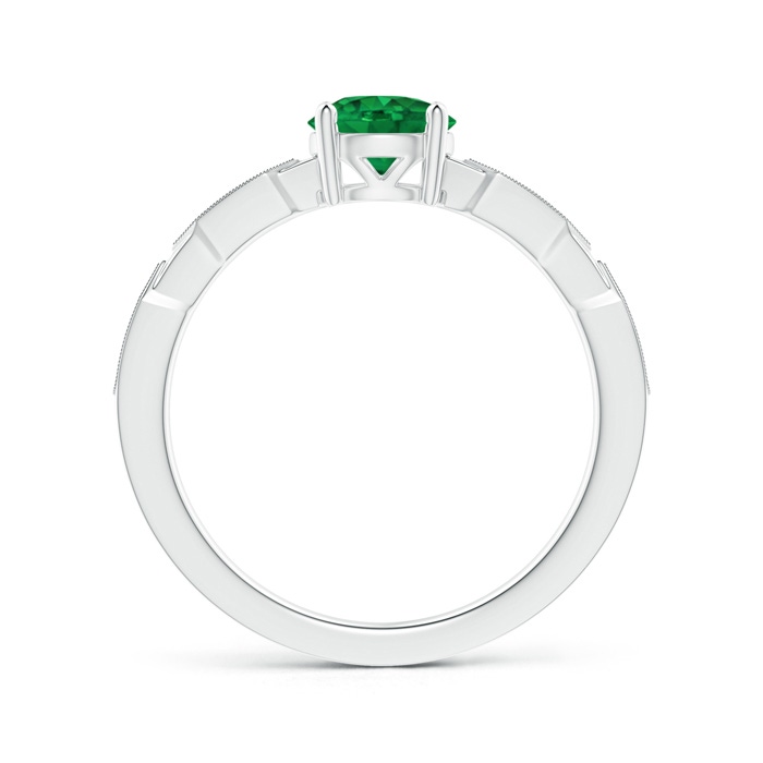 6mm AAA Classic Round Emerald Solitaire Ring with Diamond Accents in White Gold product image