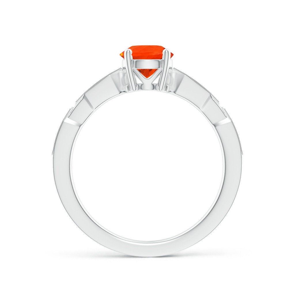 6mm AAA Classic Round Fire Opal Solitaire Ring with Diamond Accents in White Gold Side 1