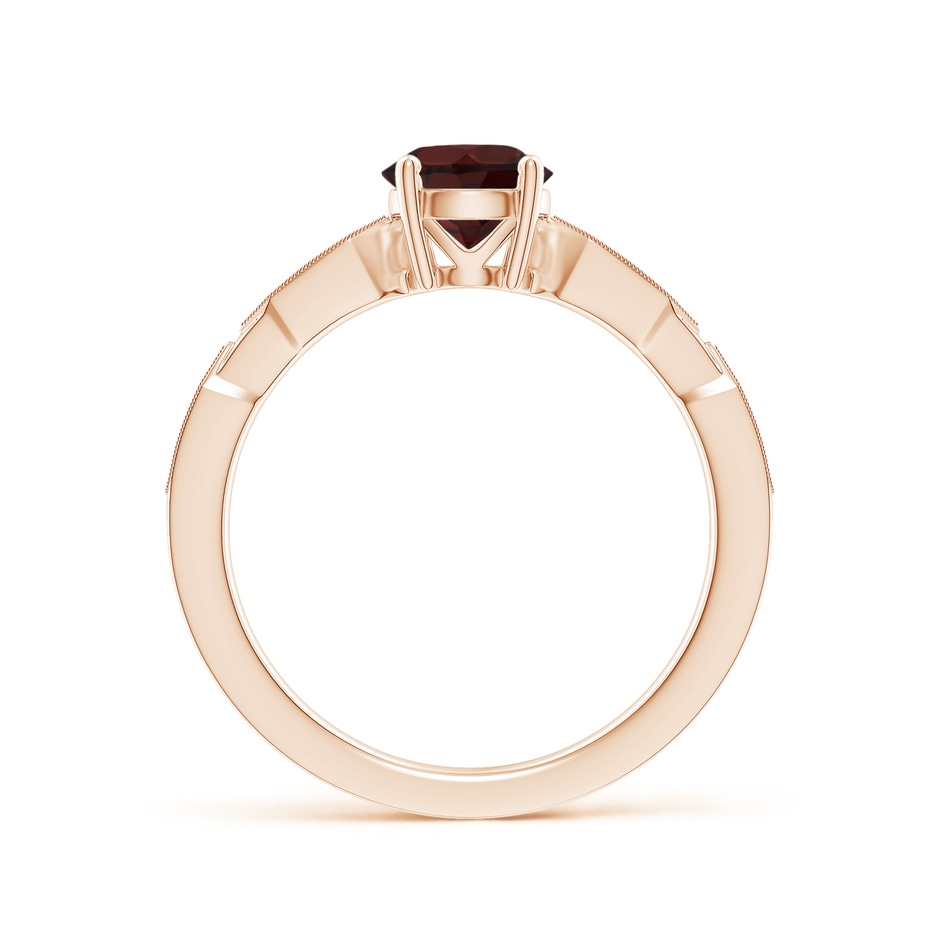 6mm A Classic Round Garnet Solitaire Ring with Diamond Accents in Rose Gold product image