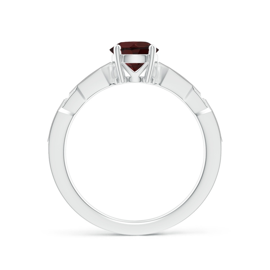 6mm A Classic Round Garnet Solitaire Ring with Diamond Accents in White Gold product image