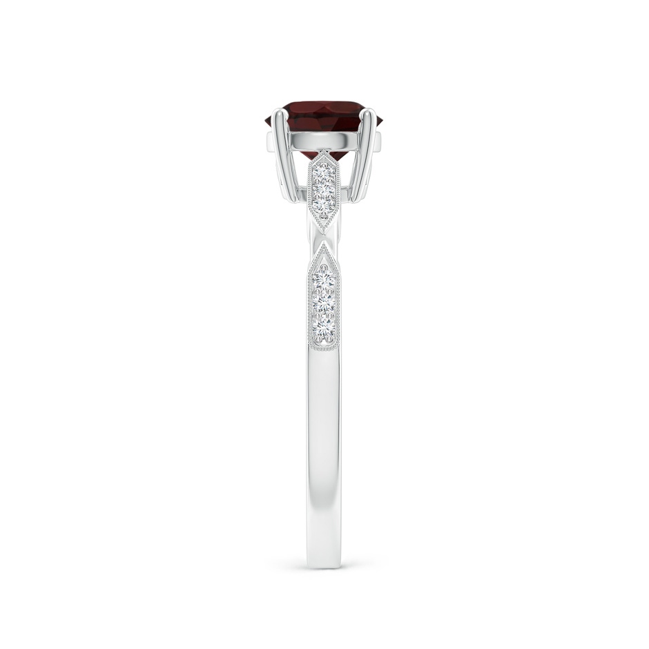 6mm A Classic Round Garnet Solitaire Ring with Diamond Accents in White Gold product image