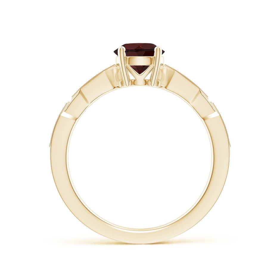 6mm A Classic Round Garnet Solitaire Ring with Diamond Accents in Yellow Gold product image