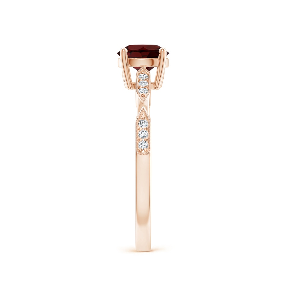 6mm AA Classic Round Garnet Solitaire Ring with Diamond Accents in Rose Gold product image