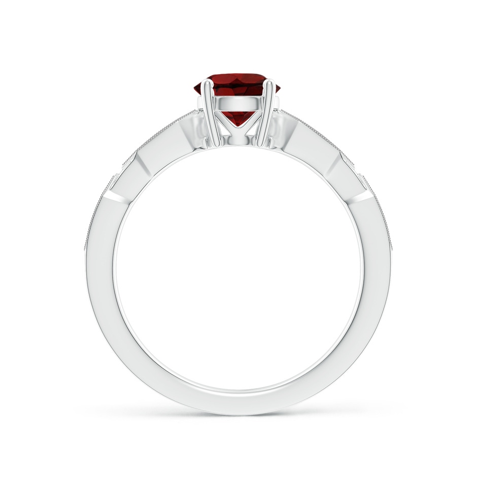 6mm AAA Classic Round Garnet Solitaire Ring with Diamond Accents in White Gold product image