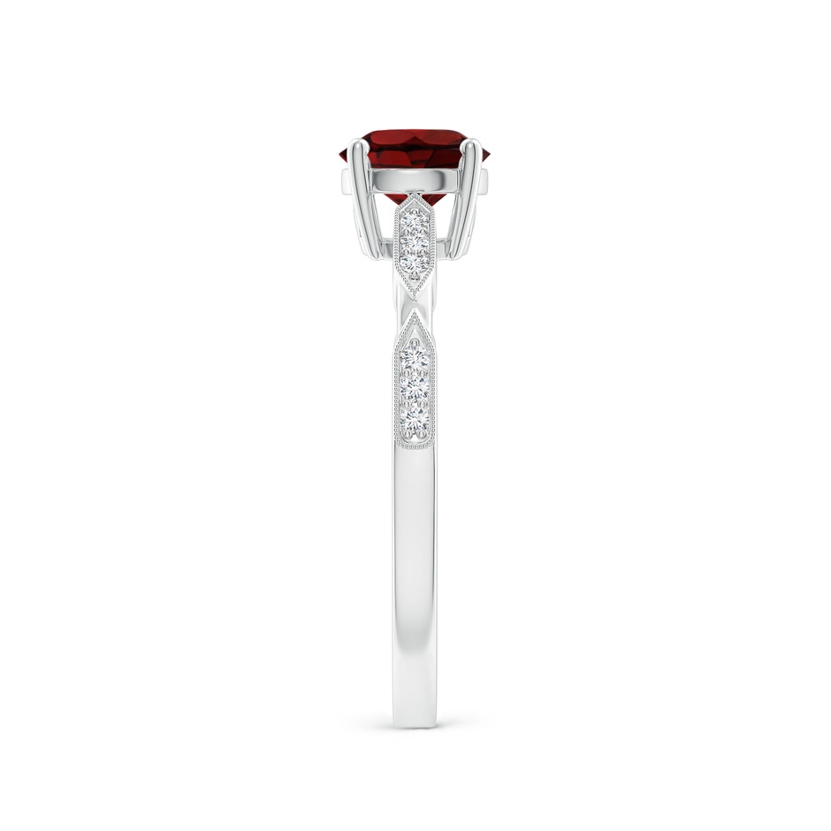 6mm AAA Classic Round Garnet Solitaire Ring with Diamond Accents in White Gold product image
