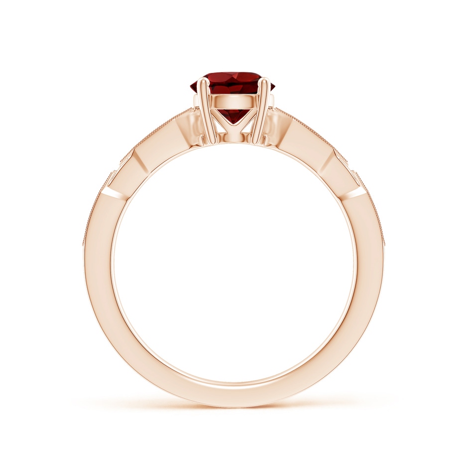 6mm AAAA Classic Round Garnet Solitaire Ring with Diamond Accents in Rose Gold product image