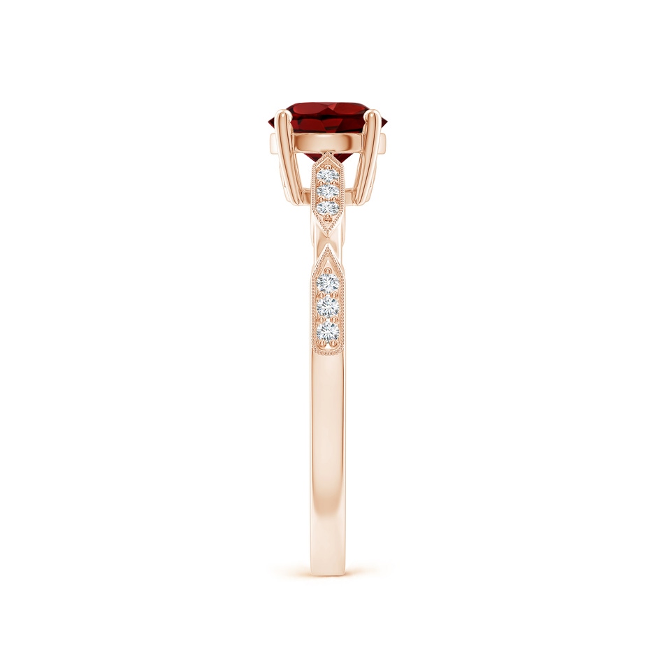 6mm AAAA Classic Round Garnet Solitaire Ring with Diamond Accents in Rose Gold product image