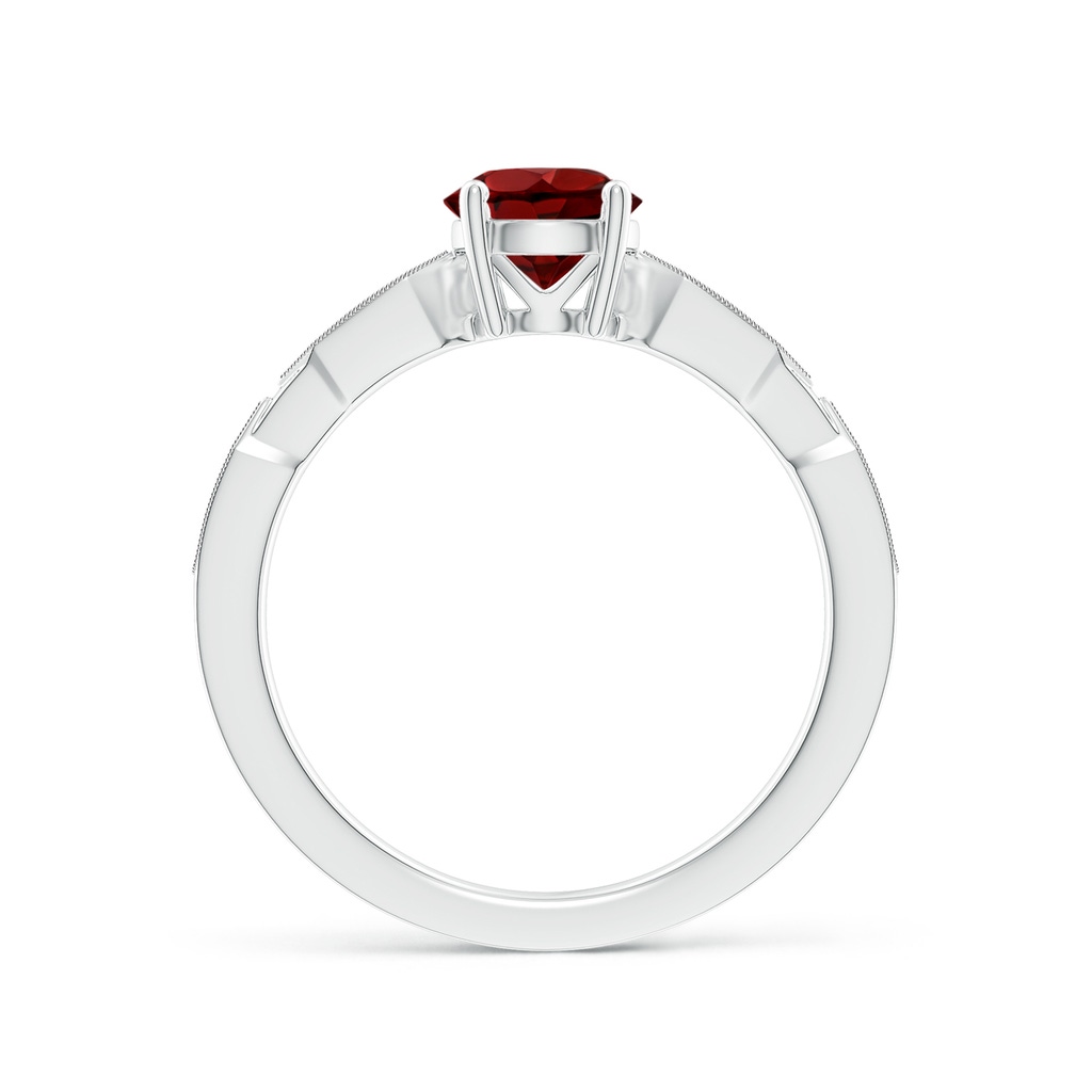 6mm AAAA Classic Round Garnet Solitaire Ring with Diamond Accents in White Gold Product Image