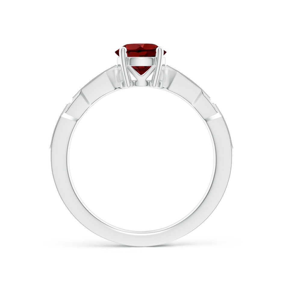 6mm AAAA Classic Round Garnet Solitaire Ring with Diamond Accents in White Gold product image