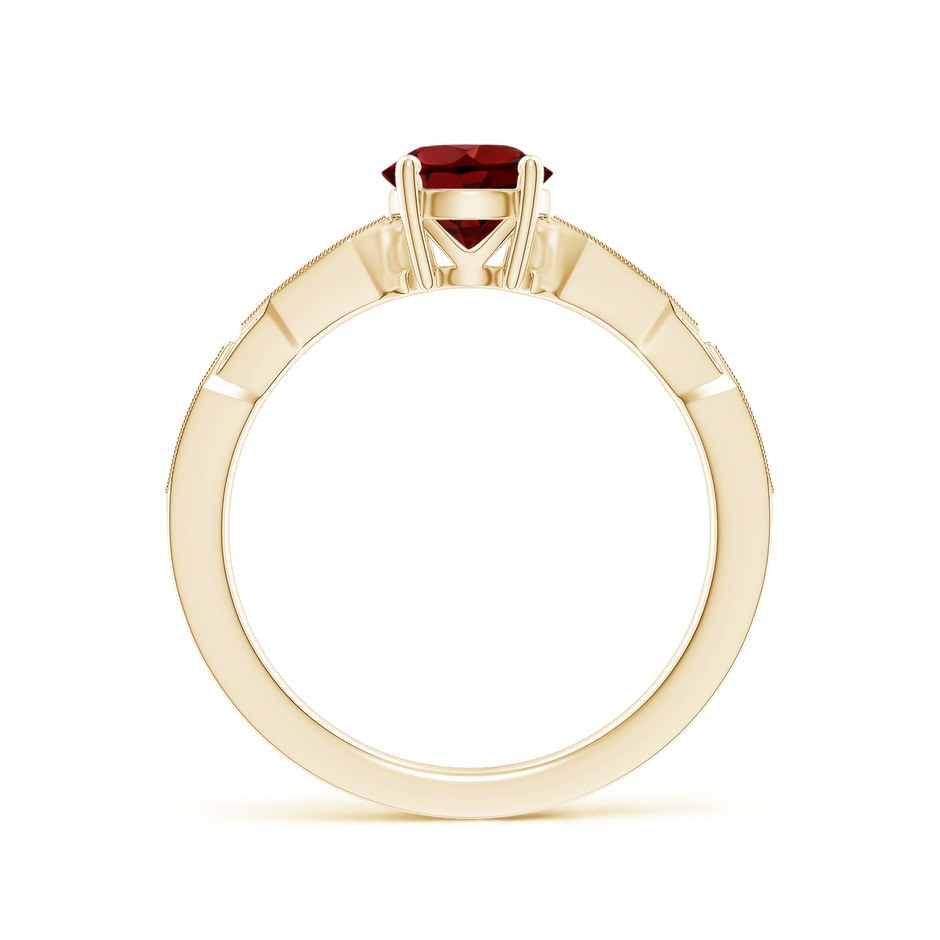 6mm AAAA Classic Round Garnet Solitaire Ring with Diamond Accents in Yellow Gold product image