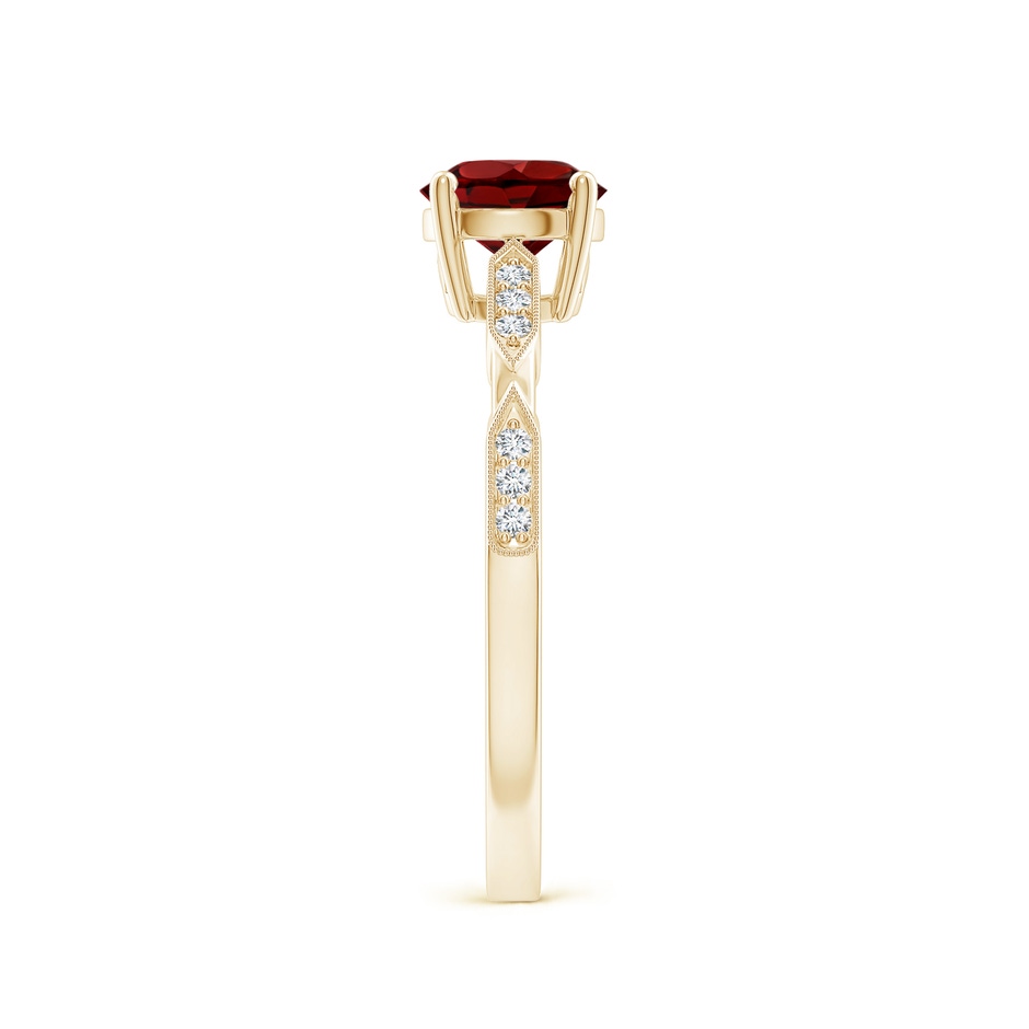 6mm AAAA Classic Round Garnet Solitaire Ring with Diamond Accents in Yellow Gold product image