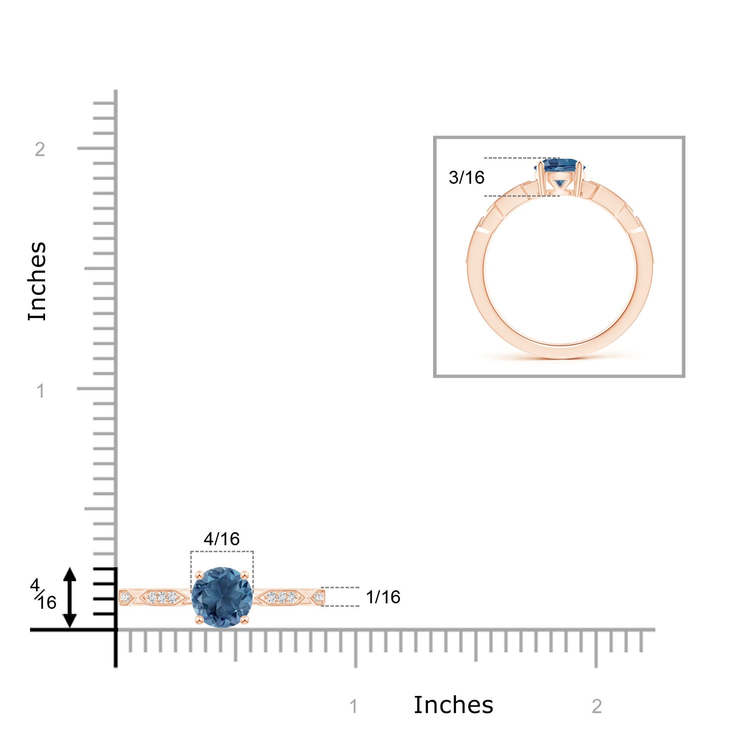 A - London Blue Topaz / 1.02 CT / 14 KT Rose Gold