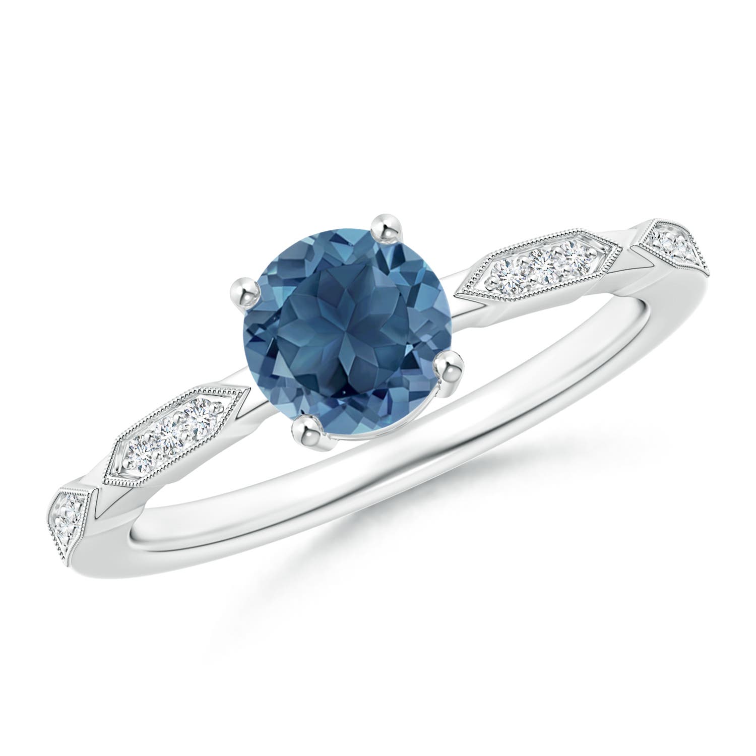 A - London Blue Topaz / 1.02 CT / 14 KT White Gold