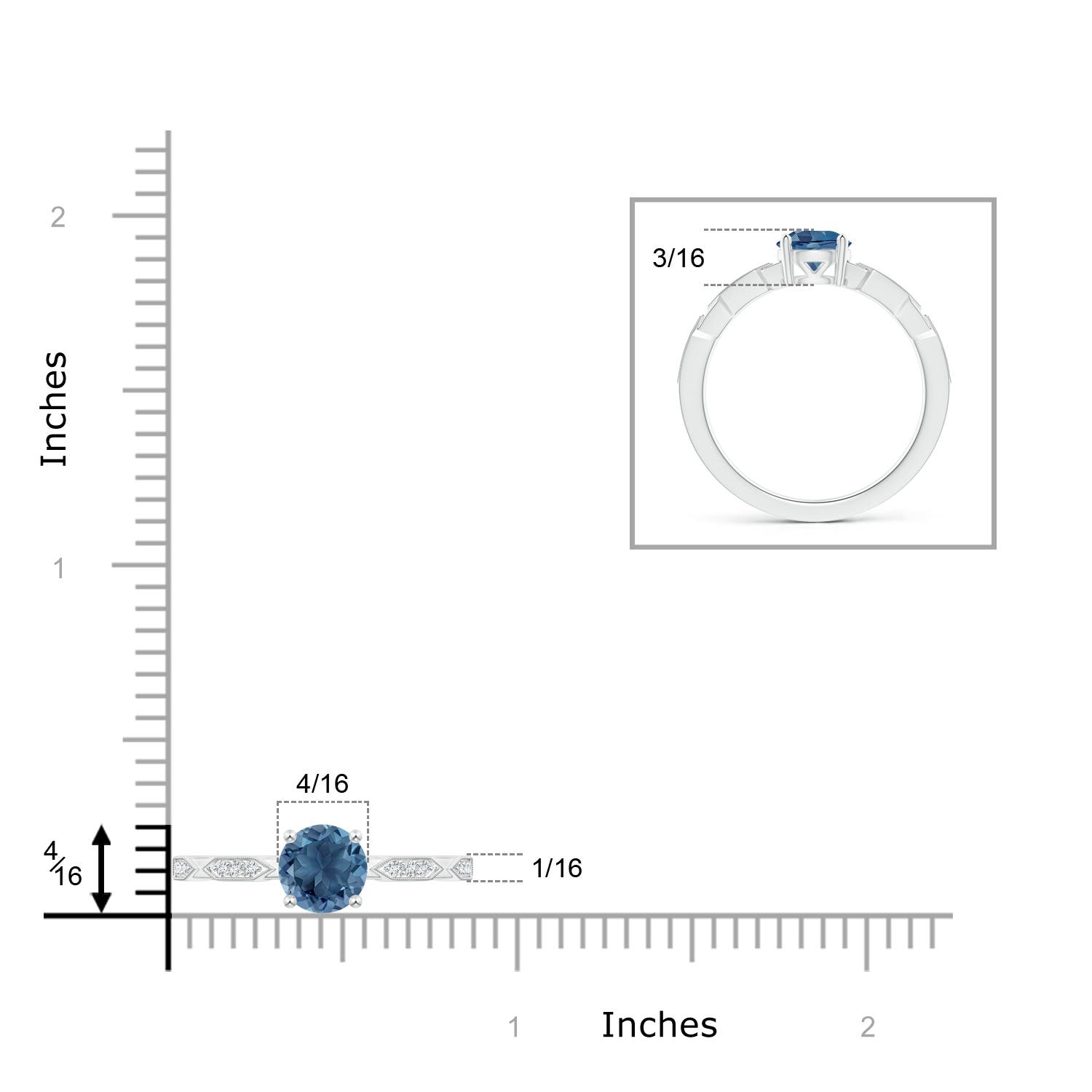 A - London Blue Topaz / 1.02 CT / 14 KT White Gold