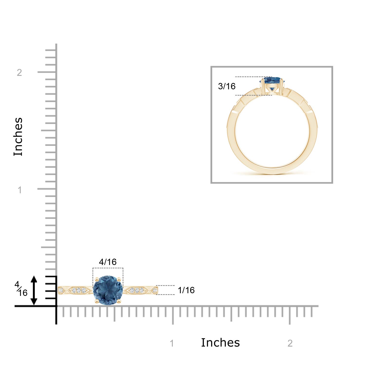 A - London Blue Topaz / 1.02 CT / 14 KT Yellow Gold