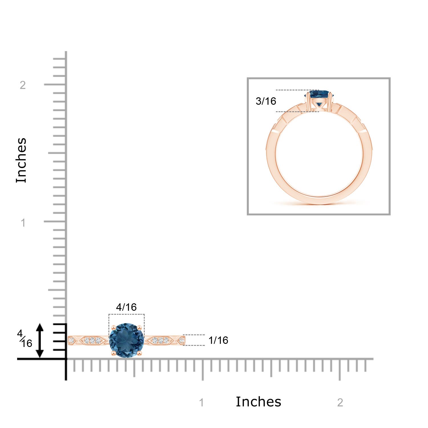 AA - London Blue Topaz / 1.02 CT / 14 KT Rose Gold