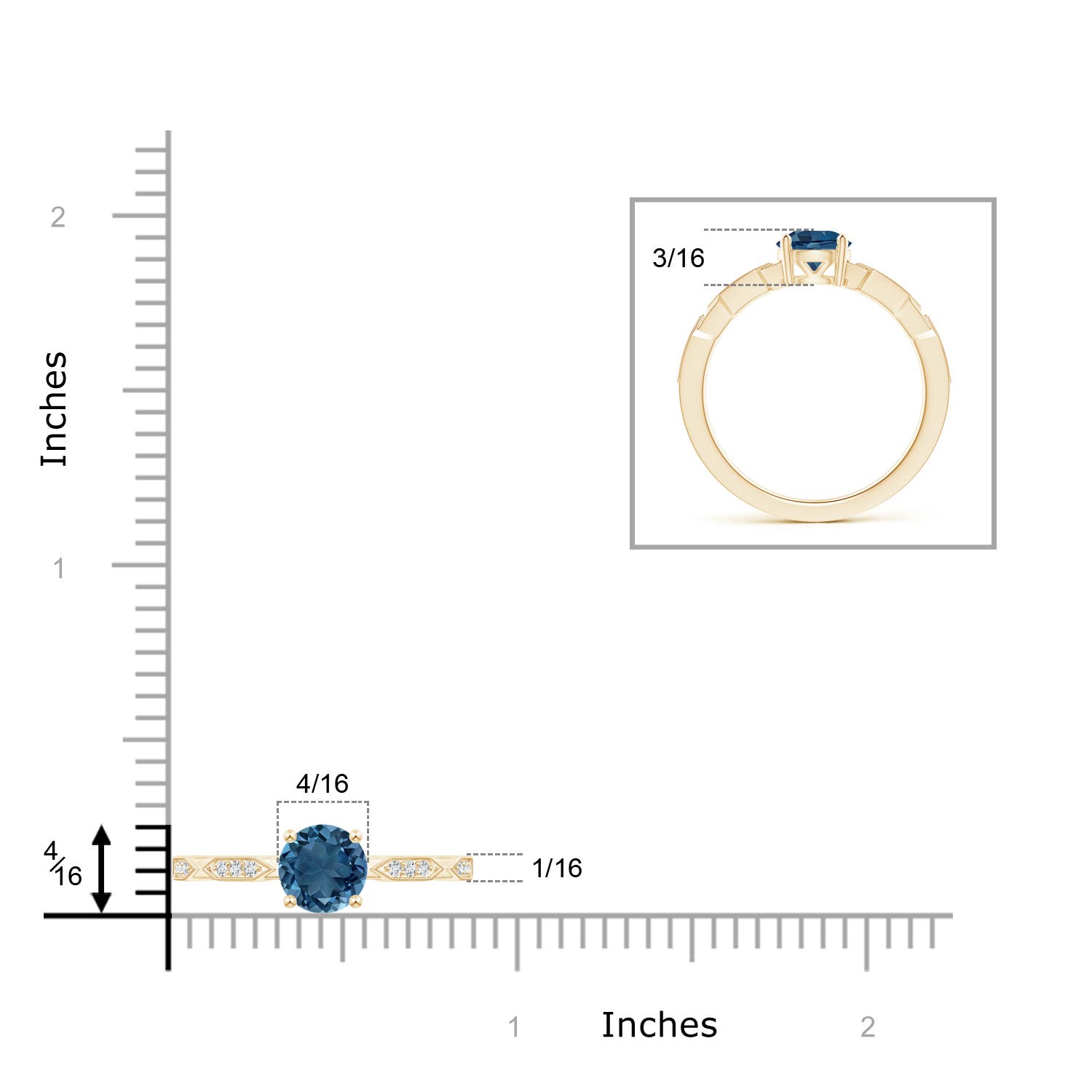 AA - London Blue Topaz / 1.02 CT / 14 KT Yellow Gold