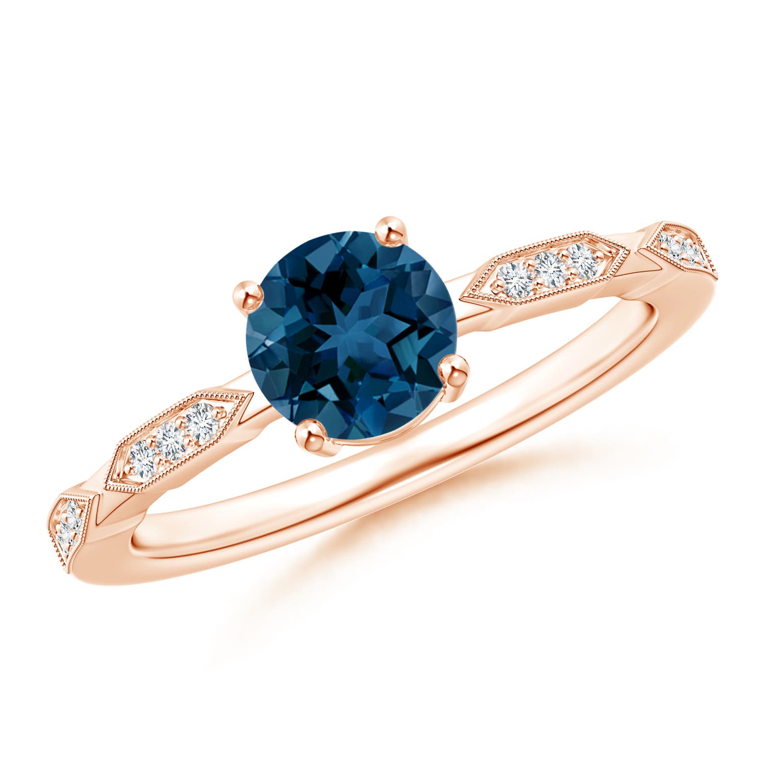 AAA - London Blue Topaz / 1.02 CT / 14 KT Rose Gold