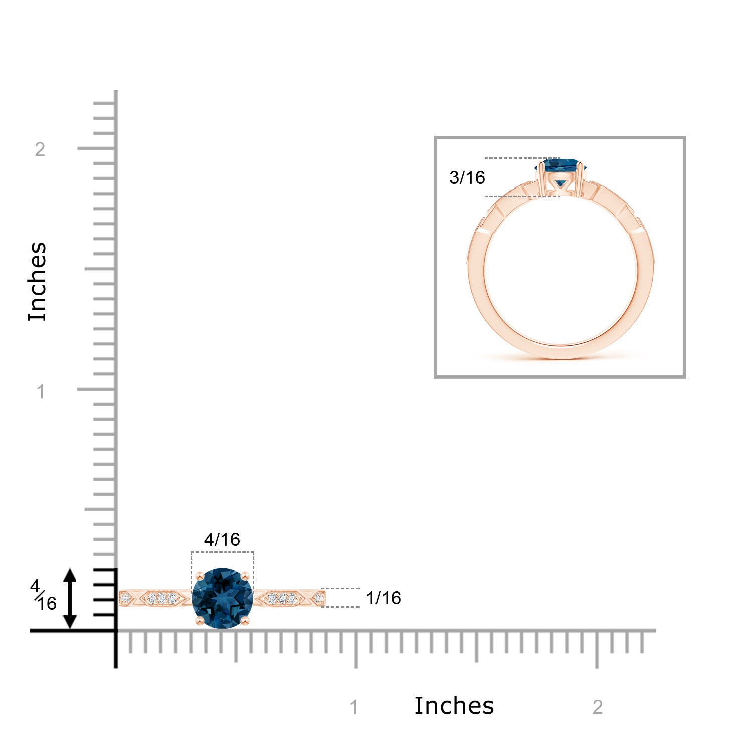 AAA - London Blue Topaz / 1.02 CT / 14 KT Rose Gold