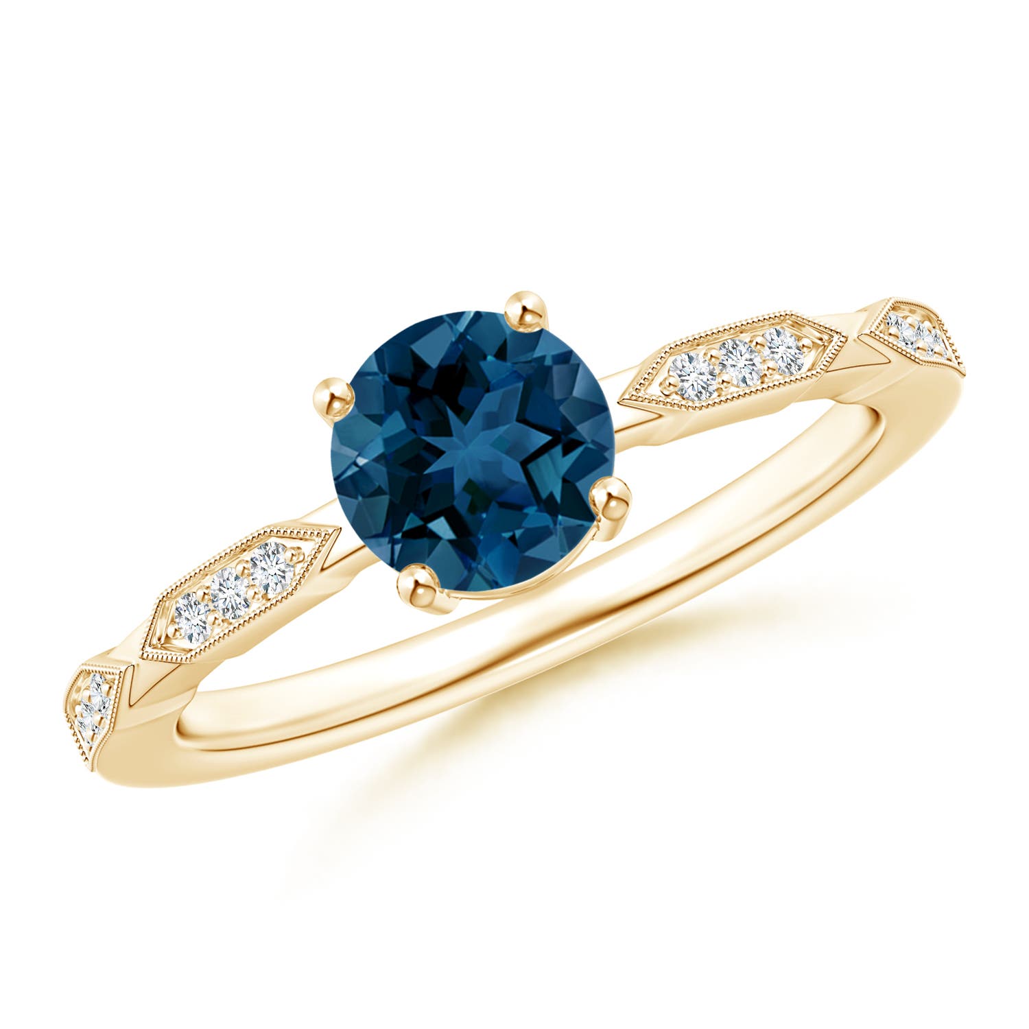 AAA - London Blue Topaz / 1.02 CT / 14 KT Yellow Gold