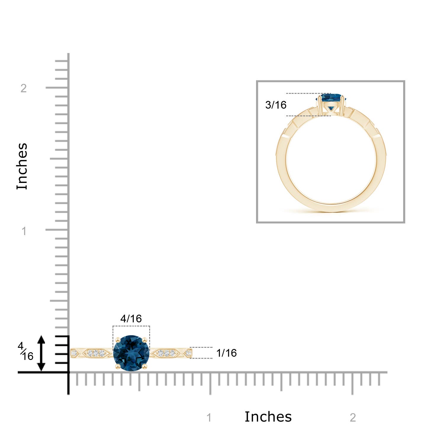 AAA - London Blue Topaz / 1.02 CT / 14 KT Yellow Gold