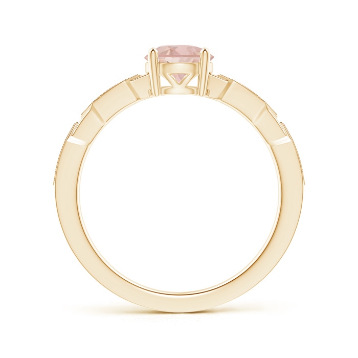 6mm AAAA Classic Round Morganite Solitaire Ring with Diamond Accents in Yellow Gold Product Image