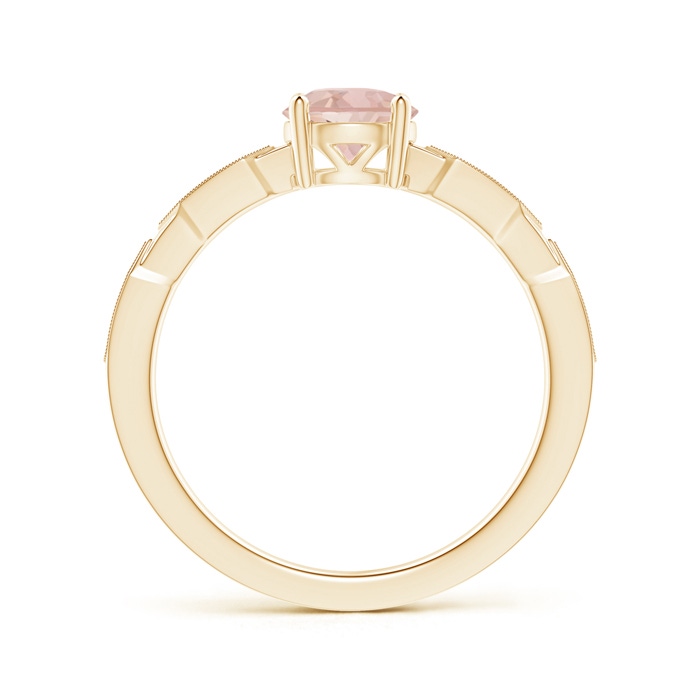 6mm AAAA Classic Round Morganite Solitaire Ring with Diamond Accents in Yellow Gold product image