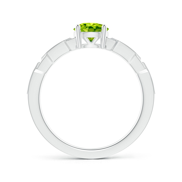 6mm AAA Classic Round Peridot Solitaire Ring with Diamond Accents in White Gold product image