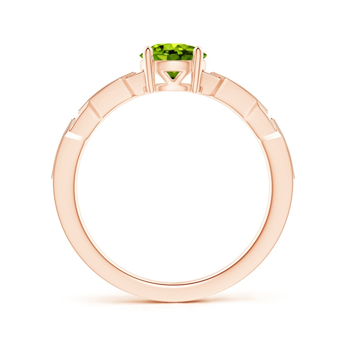 6mm AAAA Classic Round Peridot Solitaire Ring with Diamond Accents in Rose Gold product image