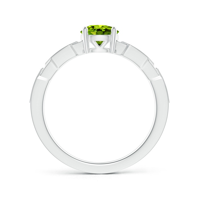 6mm AAAA Classic Round Peridot Solitaire Ring with Diamond Accents in S999 Silver product image