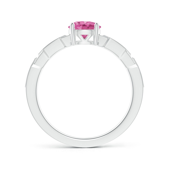 6mm AAA Classic Round Pink Sapphire Solitaire Ring with Diamonds in White Gold Product Image