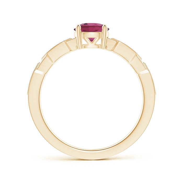 6mm AAAA Classic Round Pink Tourmaline Solitaire Ring with Diamonds in Yellow Gold Product Image