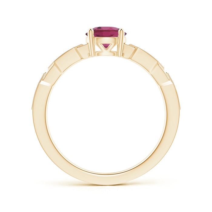 6mm AAAA Classic Round Pink Tourmaline Solitaire Ring with Diamonds in Yellow Gold product image