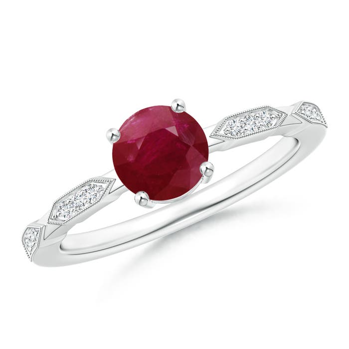 A - Ruby / 1.07 CT / 14 KT White Gold