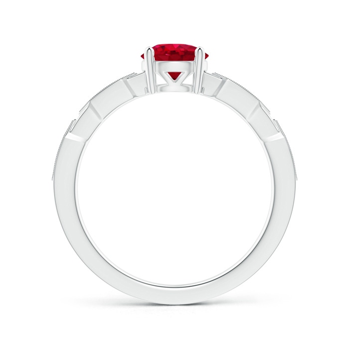 6mm AAA Classic Round Ruby Solitaire Ring with Diamond Accents in White Gold Product Image