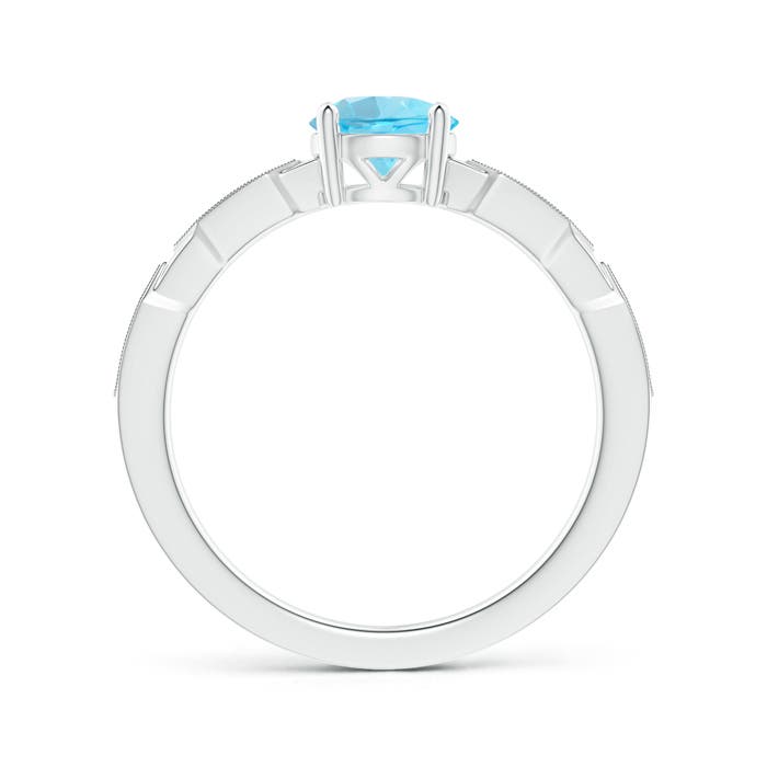 A - Swiss Blue Topaz / 1.02 CT / 14 KT White Gold