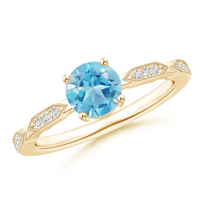 AA - Swiss Blue Topaz / 1.02 CT / 14 KT Yellow Gold