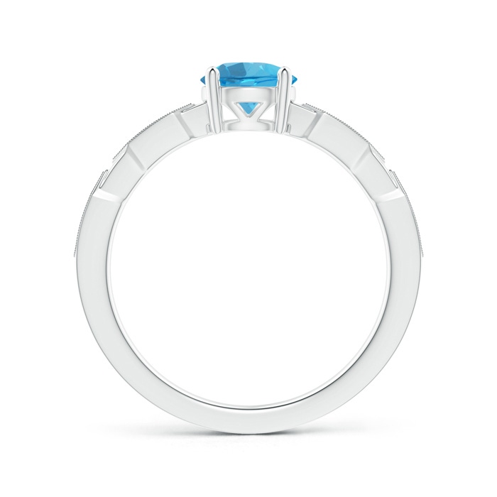 6mm AAA Classic Round Swiss Blue Topaz Solitaire Ring with Diamonds in White Gold Product Image